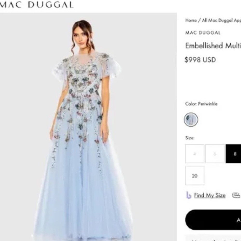 MAC DUGGAL
Flutter Sleeve Beaded Ball Gown